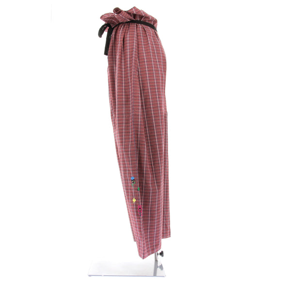 Pantalon à carreaux bordeaux