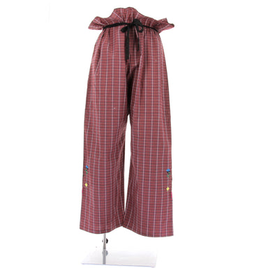 Pantalon à carreaux bordeaux