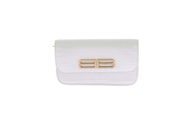 Sac à bandoulière en cuir embossé blanc