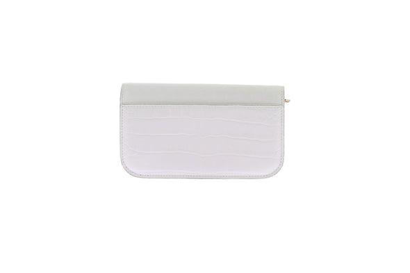 Sac à bandoulière en cuir embossé blanc