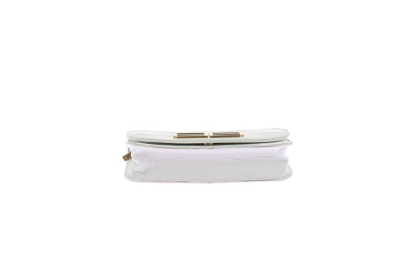 Sac à bandoulière en cuir embossé blanc