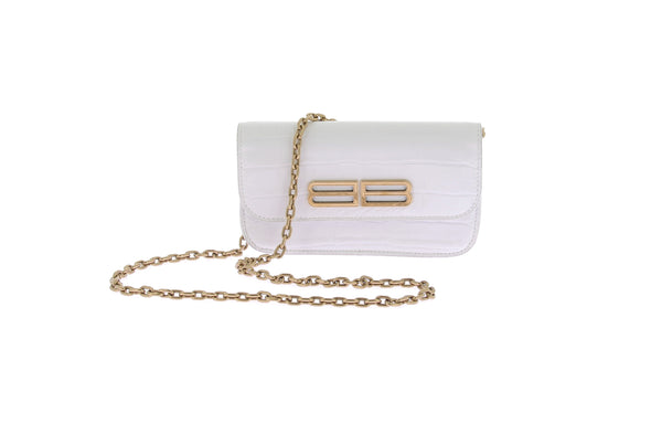 Sac à bandoulière en cuir embossé blanc