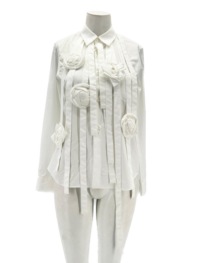 Chemise blanche en coton à fleurs