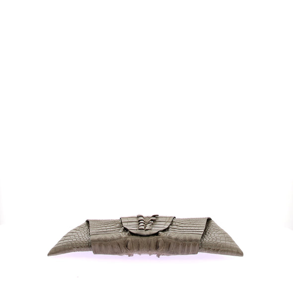 Pochette kaki en crocodile