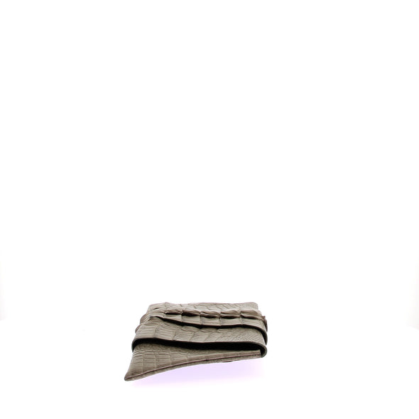 Pochette kaki en crocodile