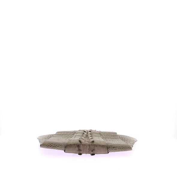 Pochette kaki en crocodile