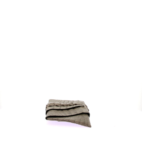 Pochette kaki en crocodile