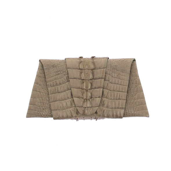 Pochette kaki en crocodile