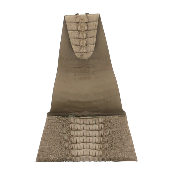 Pochette kaki en crocodile