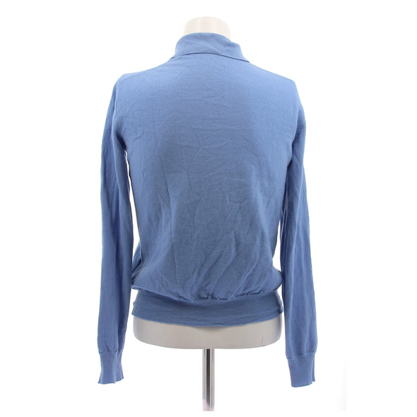 Polo bleu en laine à manches longues