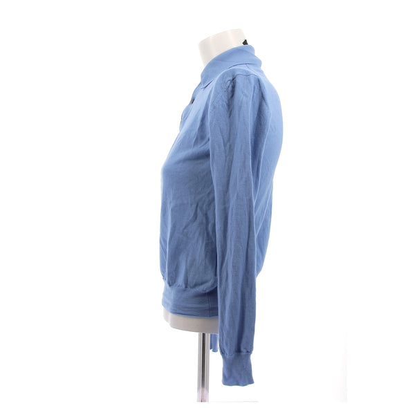 Polo bleu en laine à manches longues