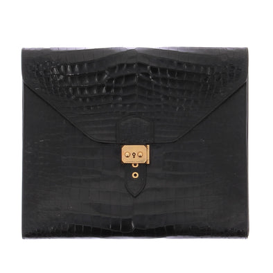 Écritoire de voyage "Sac à dépêche" en cuir de crocodile vintage