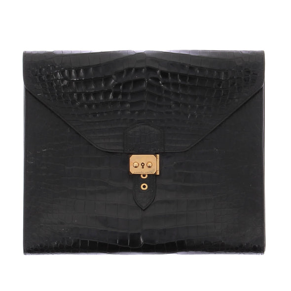Écritoire de voyage "Sac à dépèche" en cuir de crocodile vintage