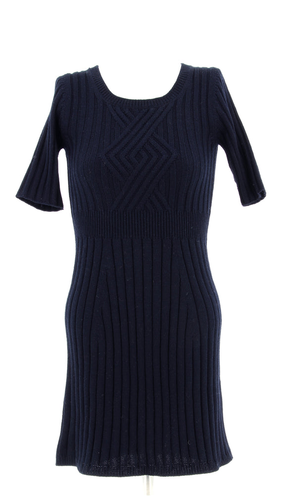 Robe marine en mélange de laine et soie