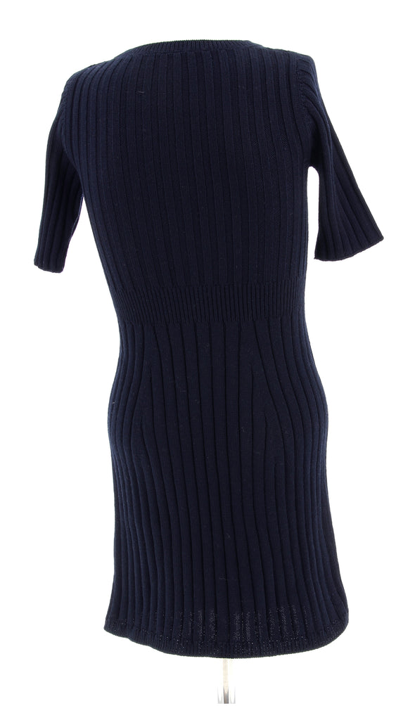 Robe marine en mélange de laine et soie