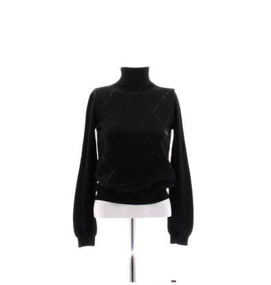 Pull noir en laine à strass