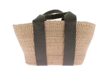Panier en raphia avec anses kakies