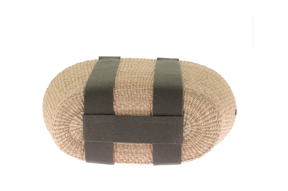 Panier en raphia avec anses kakies