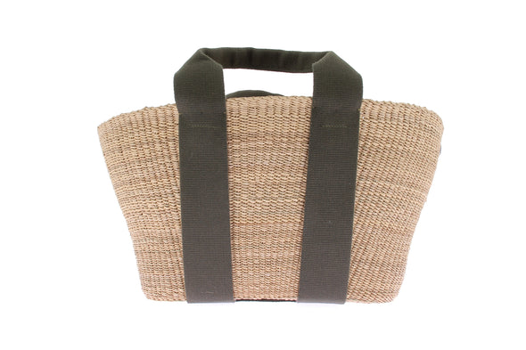 Panier en raphia avec anses kakies