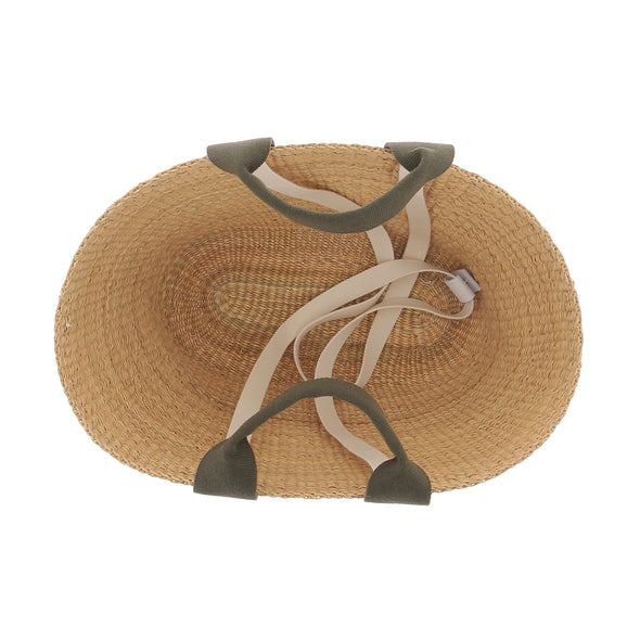 Panier en raphia avec anses kakies