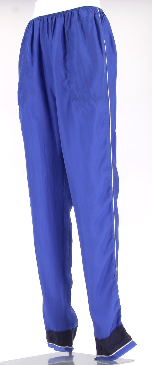 Pantalon fluide en soie bleue