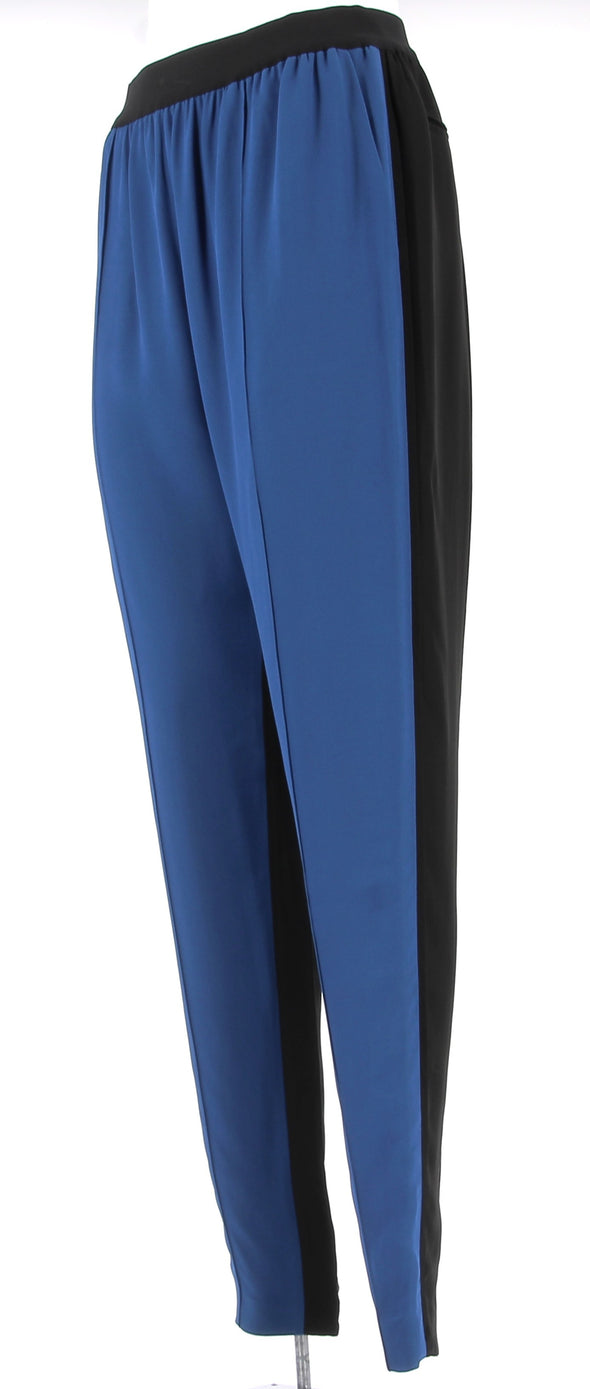 Pantalon fluide en soie bi-colore