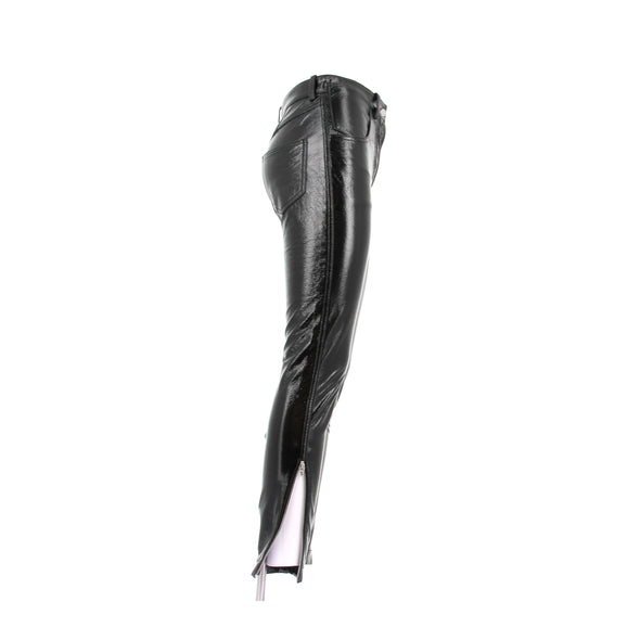 Pantalon en cuir vernis noir