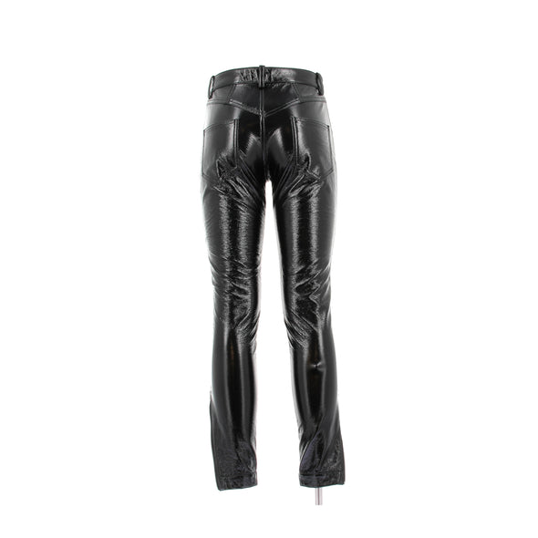Pantalon en cuir vernis noir