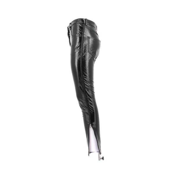 Pantalon en cuir vernis noir