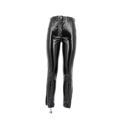 Pantalon en cuir vernis noir