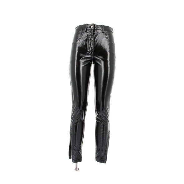 Pantalon en cuir vernis noir
