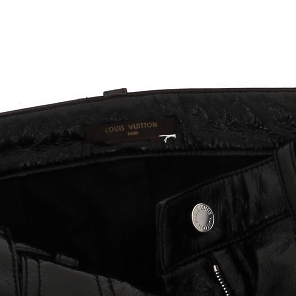 Pantalon en cuir vernis noir