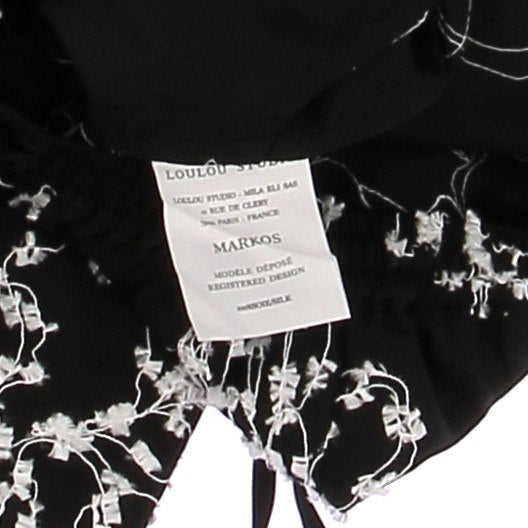 Pantalon "Markos" noir brodé en soie