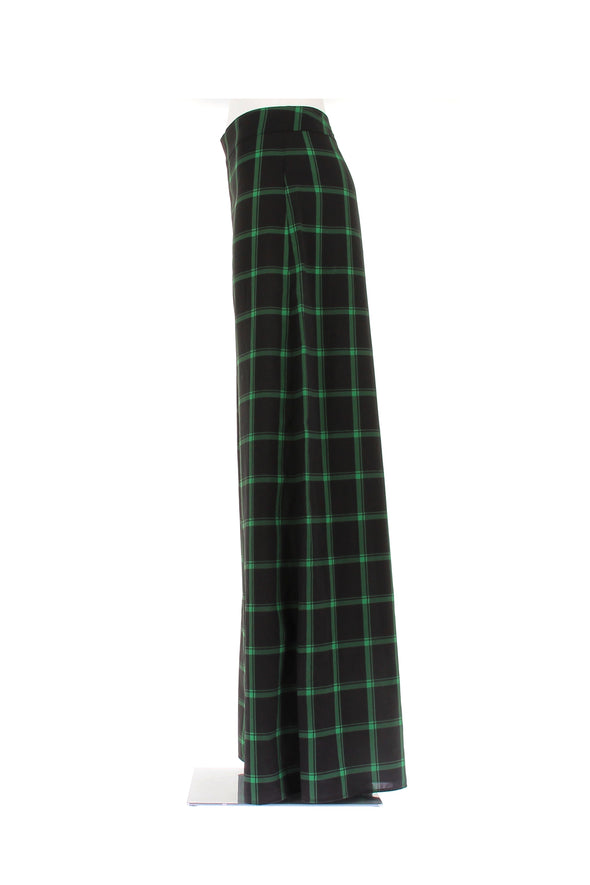Pantalon à carreaux noirs et verts