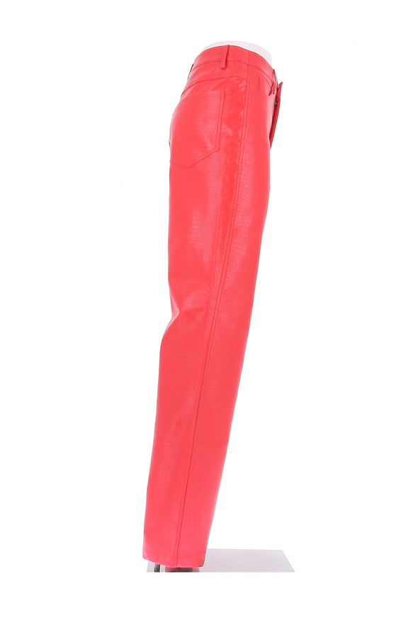 Pantalon en simili cuir rouge