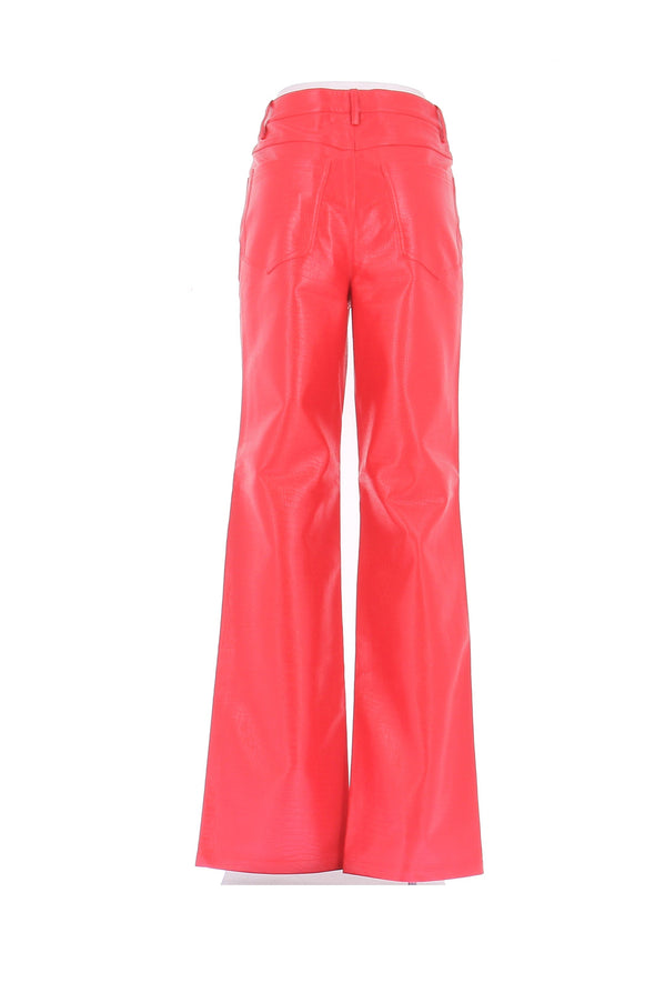 Pantalon en simili cuir rouge