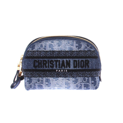 Trousse en denim bleu