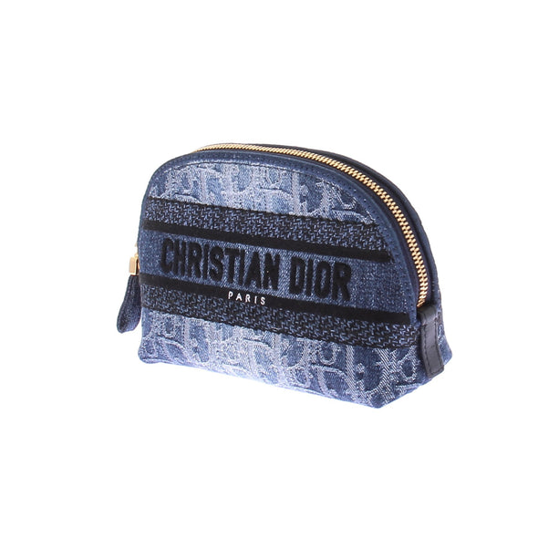 Trousse en denim bleu