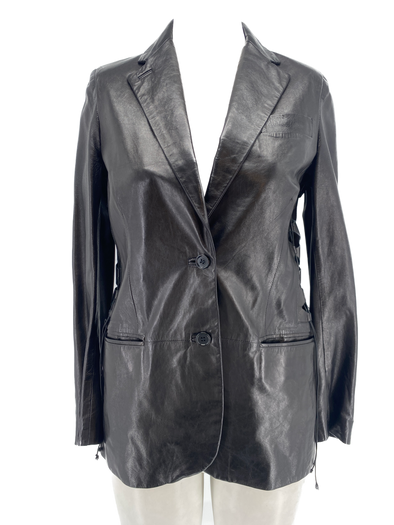 Veste en cuir noir