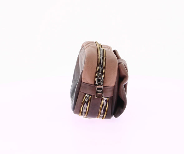 Pochette en cuir marron avec nœud Fiocco Bow