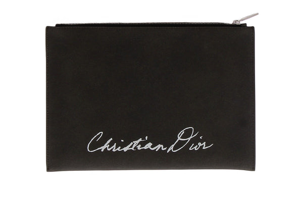 Pochette invitation en cuir noir