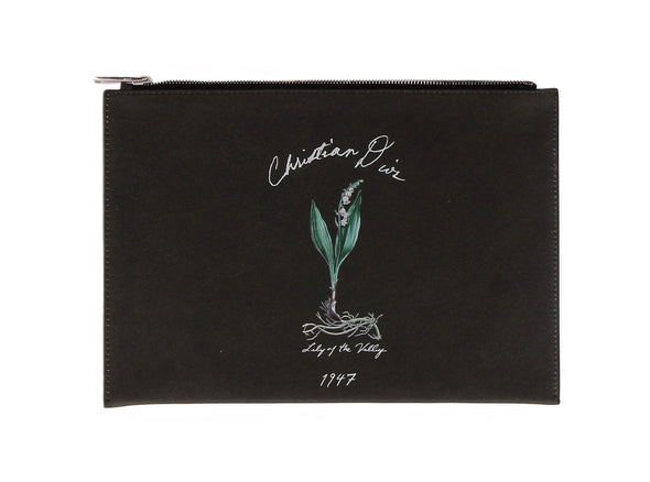 Pochette invitation en cuir noir