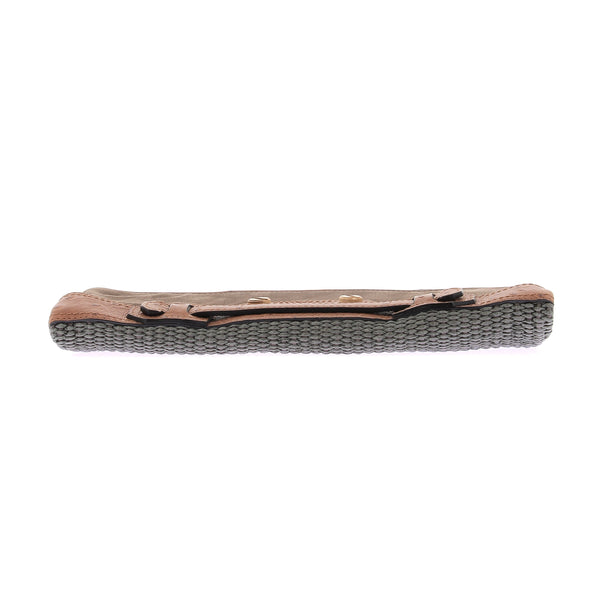 Pochette en paille et cuir d'autruche