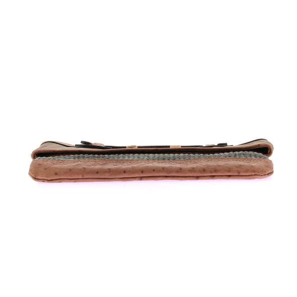 Pochette en paille et cuir d'autruche