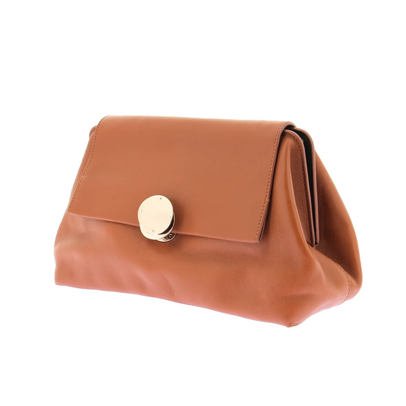 Pochette en cuir camel