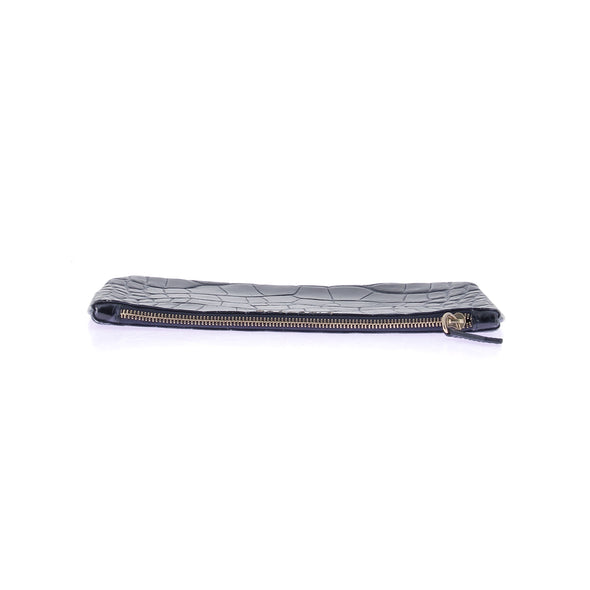 Pochette en cuir embossée croco