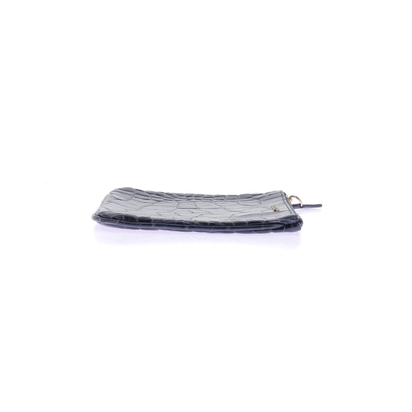 Pochette en cuir embossée croco