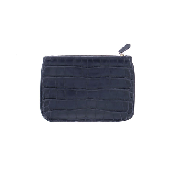 Pochette en cuir embossée croco
