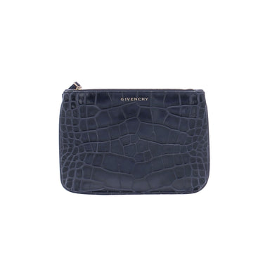 Pochette en cuir embossée croco