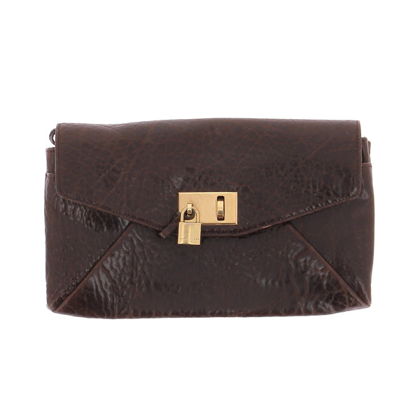 Pochette en cuir marron